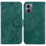 For Motorola Moto G14 Little Tiger Embossed Leather Phone Case(Green)