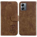 For Motorola Moto G14 Little Tiger Embossed Leather Phone Case(Brown)