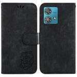 For Motorola Edge 40 Neo Little Tiger Embossed Leather Phone Case(Black)