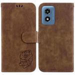 For Motorola Moto G Play 4G 2024 Little Tiger Embossed Leather Phone Case(Brown)