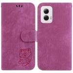 For Motorola Moto G Power 5G 2024 Little Tiger Embossed Leather Phone Case(Rose Red)