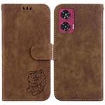 For Motorola Edge 50 Fusion Little Tiger Embossed Leather Phone Case(Brown)