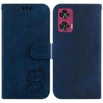 For Motorola Edge 50 Fusion Little Tiger Embossed Leather Phone Case(Dark Blue)