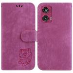 For Motorola Edge 50 Fusion Little Tiger Embossed Leather Phone Case(Rose Red)