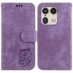 For Motorola Edge 50 Ultra Little Tiger Embossed Leather Phone Case(Purple)