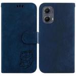 For Motorola Edge 2024 Little Tiger Embossed Leather Phone Case(Dark Blue)