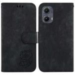 For Motorola Edge 2024 Little Tiger Embossed Leather Phone Case(Black)