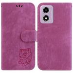 For Motorola Moto G04s / Moto E14 Little Tiger Embossed Leather Phone Case(Rose Red)