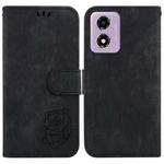 For Motorola Moto G04s / Moto E14 Little Tiger Embossed Leather Phone Case(Black)