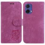 For Motorola Moto G85 Little Tiger Embossed Leather Phone Case(Rose Red)