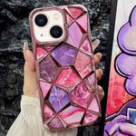 For iPhone 14 Plus Water Cube Marble Electroplating TPU Phone Case(Pink)