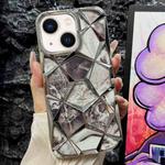 For iPhone 14 Water Cube Marble Electroplating TPU Phone Case(Silver)