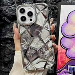 For iPhone 14 Pro Max Water Cube Marble Electroplating TPU Phone Case(Silver)