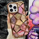 For iPhone 13 Pro Water Cube Marble Electroplating TPU Phone Case(Gold)