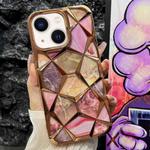 For iPhone 13 Water Cube Marble Electroplating TPU Phone Case(Gold)