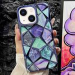 For iPhone 13 Water Cube Marble Electroplating TPU Phone Case(Blue)