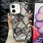 For iPhone 12 Water Cube Marble Electroplating TPU Phone Case(Silver)