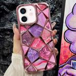 For iPhone 12 Water Cube Marble Electroplating TPU Phone Case(Pink)