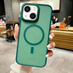 For iPhone 14 Plus Imitation Metal Frosted Skin Feel Acrylic MagSafe Phone Case(Green)
