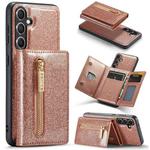 For Samsung Galaxy S23 FE 5G DG.MING M3 Series Glitter Powder Card Bag Leather Case(Rose Gold)