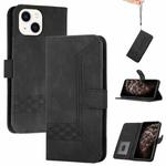 For iPhone 15 Plus Cubic Skin Feel Flip Leather Phone Case(Black)
