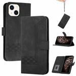 For iPhone 15 Cubic Skin Feel Flip Leather Phone Case(Black)