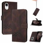For iPhone SE 2024 Cubic Skin Feel Flip Leather Phone Case(Brown)