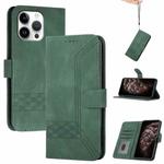 For iPhone 16 Pro Max Cubic Skin Feel Flip Leather Phone Case(Green)