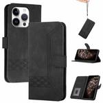 For iPhone 16 Pro Cubic Skin Feel Flip Leather Phone Case(Black)