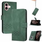 For iPhone 16 Cubic Skin Feel Flip Leather Phone Case(Green)