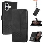 For iPhone 17 Cubic Skin Feel Flip Leather Phone Case(Black)