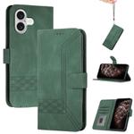 For iPhone 17 Cubic Skin Feel Flip Leather Phone Case(Green)