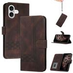 For iPhone 17 Cubic Skin Feel Flip Leather Phone Case(Brown)