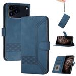 For iPhone 17 Pro Max Cubic Skin Feel Flip Leather Phone Case(Blue)