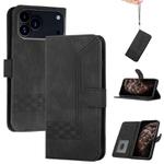 For iPhone 17 Pro Max Cubic Skin Feel Flip Leather Phone Case(Black)