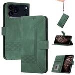 For iPhone 17 Pro Max Cubic Skin Feel Flip Leather Phone Case(Green)