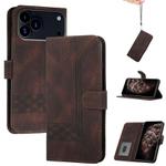 For iPhone 17 Pro Max Cubic Skin Feel Flip Leather Phone Case(Brown)