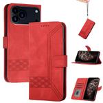For iPhone 17 Pro Max Cubic Skin Feel Flip Leather Phone Case(Red)