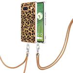 For Google Pixel 7a Electroplating Dual-side IMD Phone Case with Lanyard(Leopard Print)