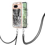 For Google Pixel 8a Electroplating Dual-side IMD Phone Case with Lanyard(Totem Elephant)