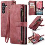 For Samsung Galaxy A55 5G CaseMe C30 Card Slots Zipper Wallet Leather Phone Case(Red)