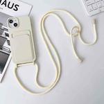 For iPhone 15 Crossbody Lanyard Elastic Silicone Card Holder Phone Case(White)