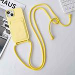 For iPhone 15 Crossbody Lanyard Elastic Silicone Card Holder Phone Case(Light Yellow)