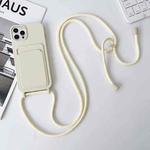 For iPhone 15 Pro Max Crossbody Lanyard Elastic Silicone Card Holder Phone Case(White)