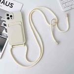 For iPhone 15 Pro Crossbody Lanyard Elastic Silicone Card Holder Phone Case(White)