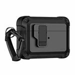 For AirPods Pro 2 TPU + PC Wireless Bluetooth Earphone Protective Case with Switch Lock & Hook(Black)