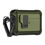 For AirPods Pro 2 TPU + PC Wireless Bluetooth Earphone Protective Case with Switch Lock & Hook(Dark Green)