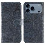For iPhone 17 Pro Lace Flower Embossing Flip Leather Phone Case(Dark Blue)
