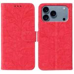 For iPhone 17 Pro Lace Flower Embossing Flip Leather Phone Case(Red)