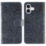 For iPhone 17 Lace Flower Embossing Flip Leather Phone Case(Dark Blue)